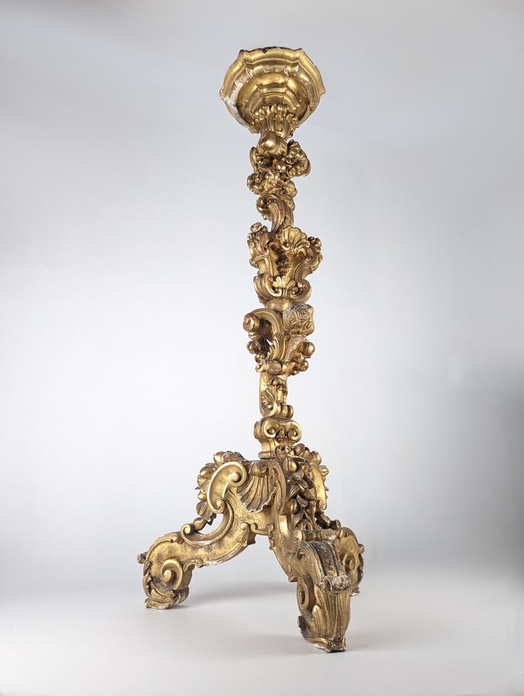 Baroque Torcheres in Golden Wood, 1800s, Set of 2 - 8