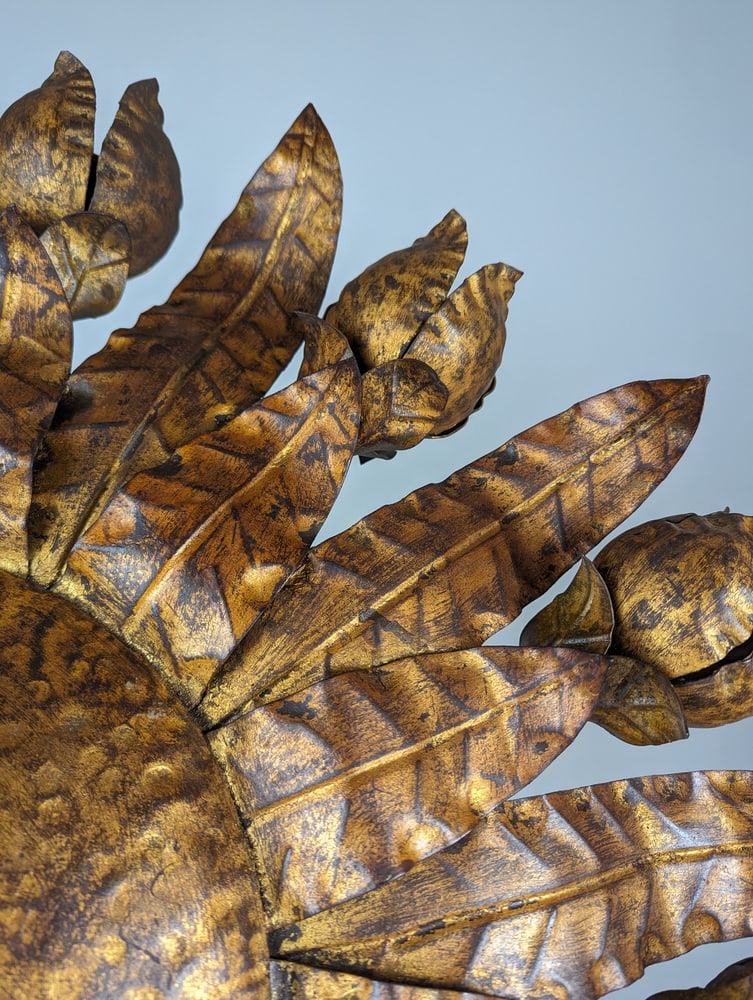 Large Gilt Floral Sun Lamp, 1950s - 4