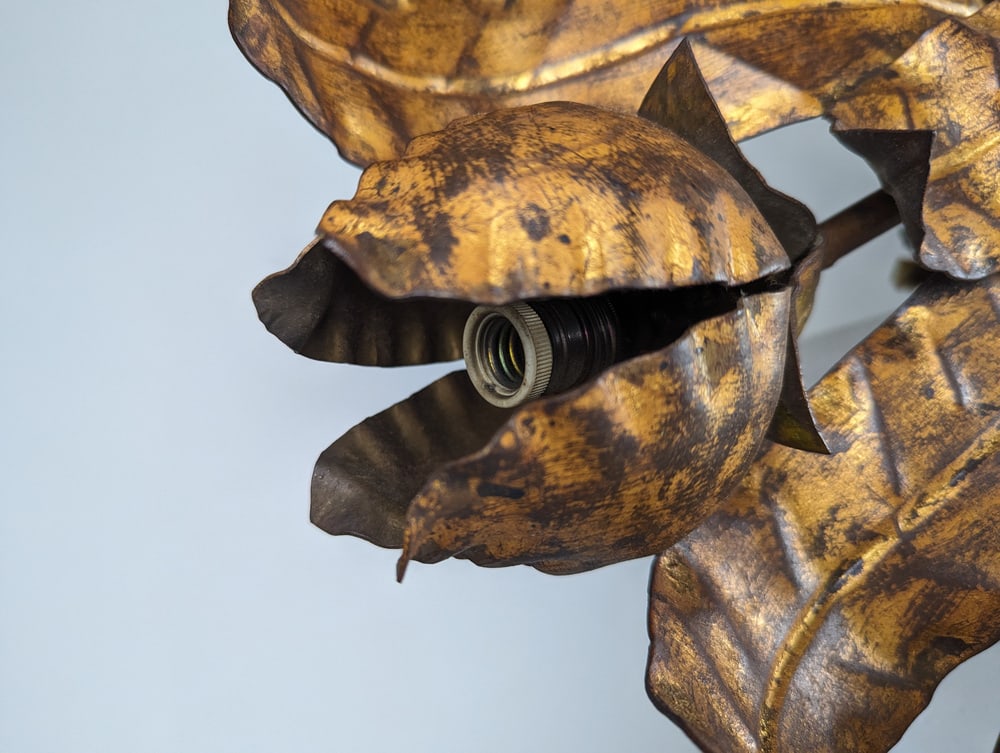 Large Gilt Floral Sun Lamp, 1950s - 8