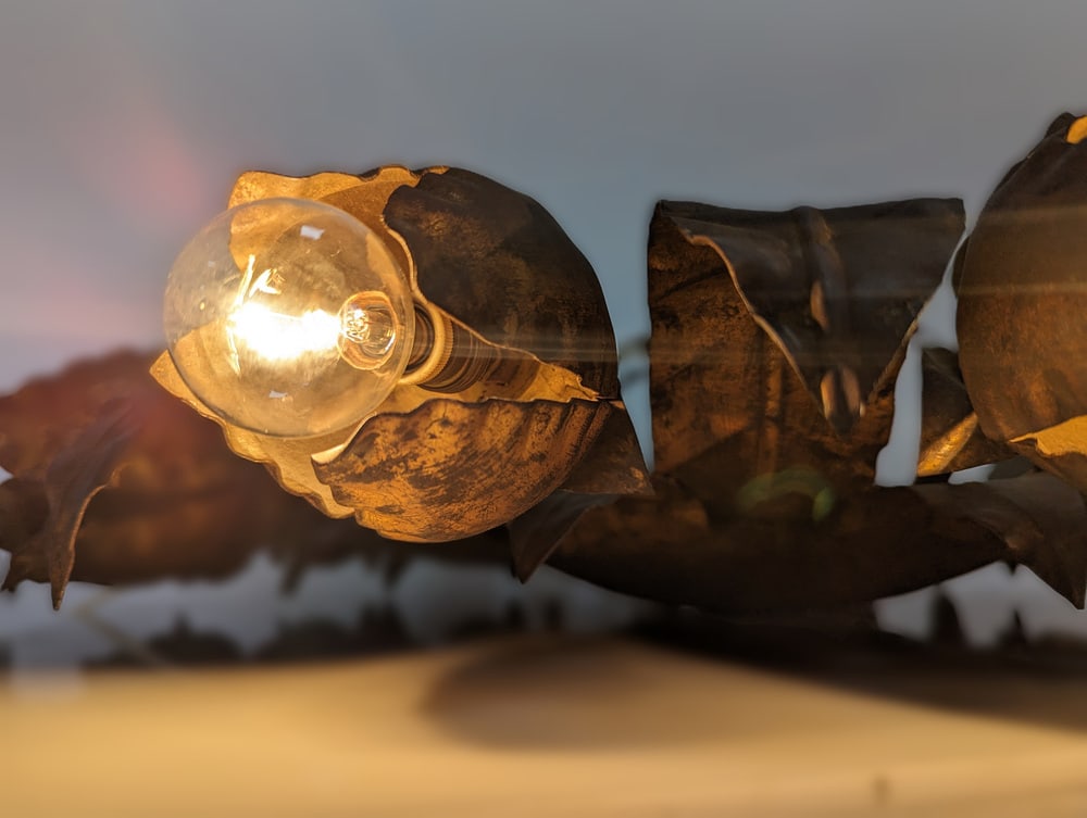 Large Gilt Floral Sun Lamp, 1950s - 9