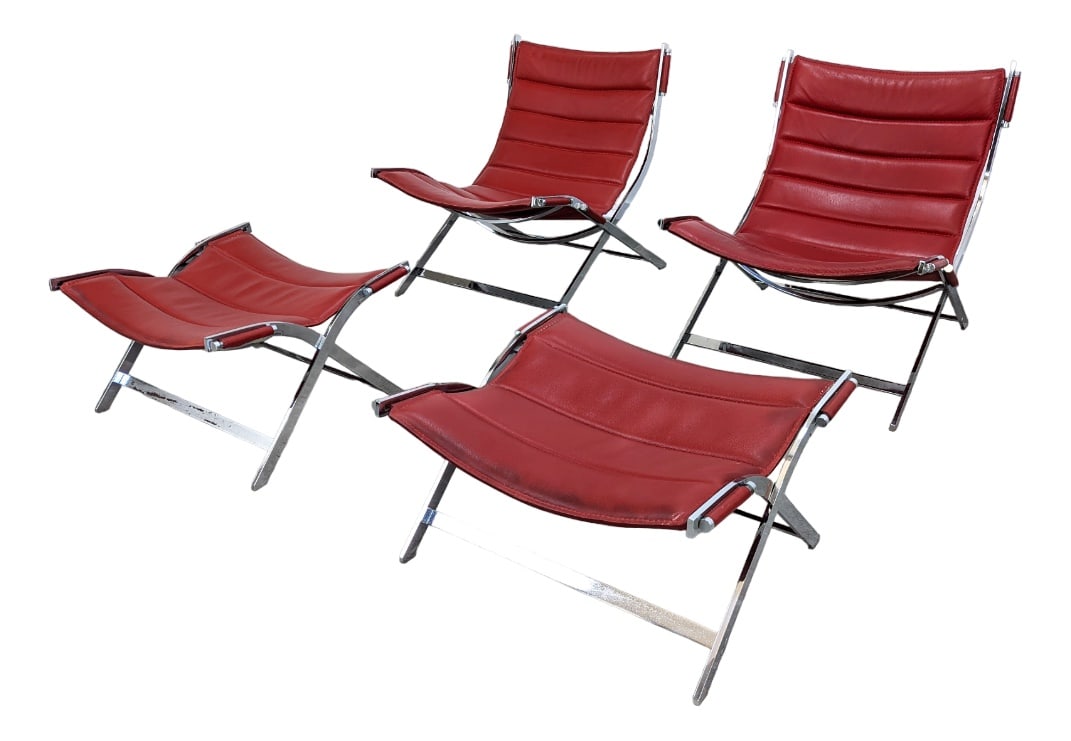 Armchairs and Ottomans, Italy 1980s, Set of 4 (1 of 16)