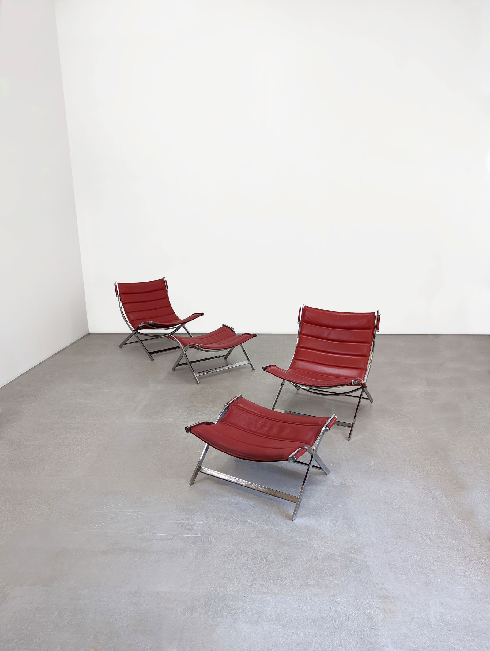 Armchairs and Ottomans, Italy 1980s, Set of 4 - 2