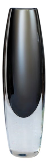 Art Vase by Gunnar Nylund for Strömbergshyttan: A striking handblown Sommerso art glass vase, designed and signed by Gunnar Nylund in collaboration with Asta Strömberg for the esteemed glassworks Strömbergshyttan, Sweden. This sculptural