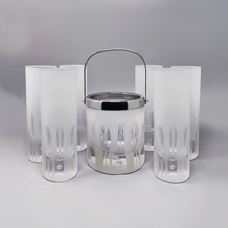 Ice Bucket from Kristal, Italy, 1960, Set of 7 - 9
