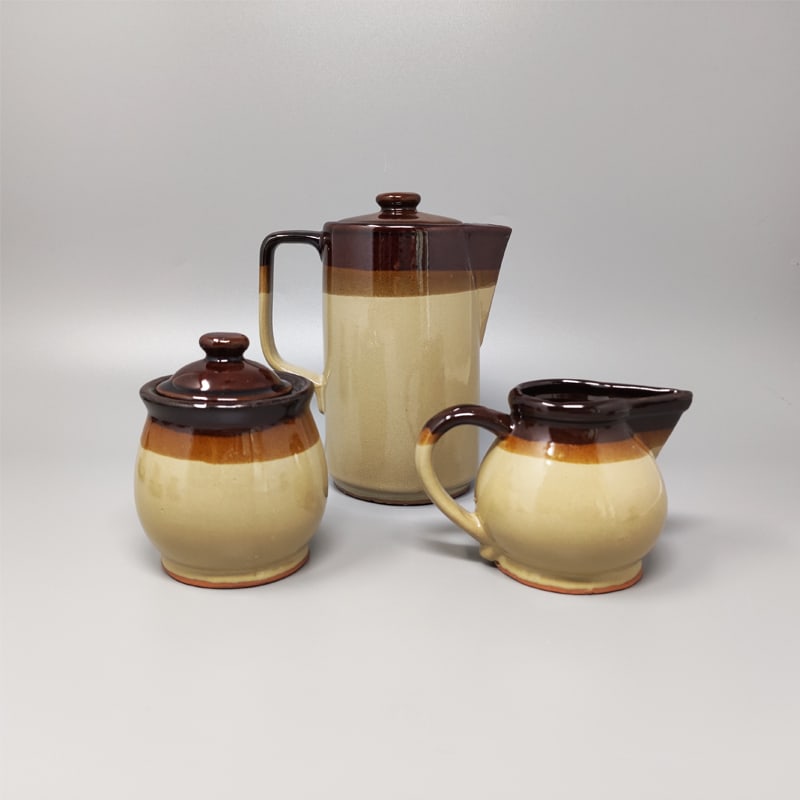 Italian Faenza Ceramic Handmade Coffee Set, 1970s - 2