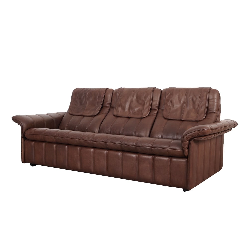 Swiss Brown Leather Sofa from de Sede, 1970s (1 of 18)