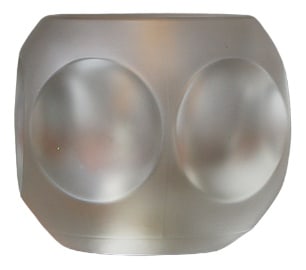 Ice Cube Table Lamp from Peill & Putzler, 1970s: The TA14 table lamp produced by Peill & Putzler in the 1970s generates soft, diffused light. The shape of the transparent crystal glass resembles a cube Maintained in original condition with no