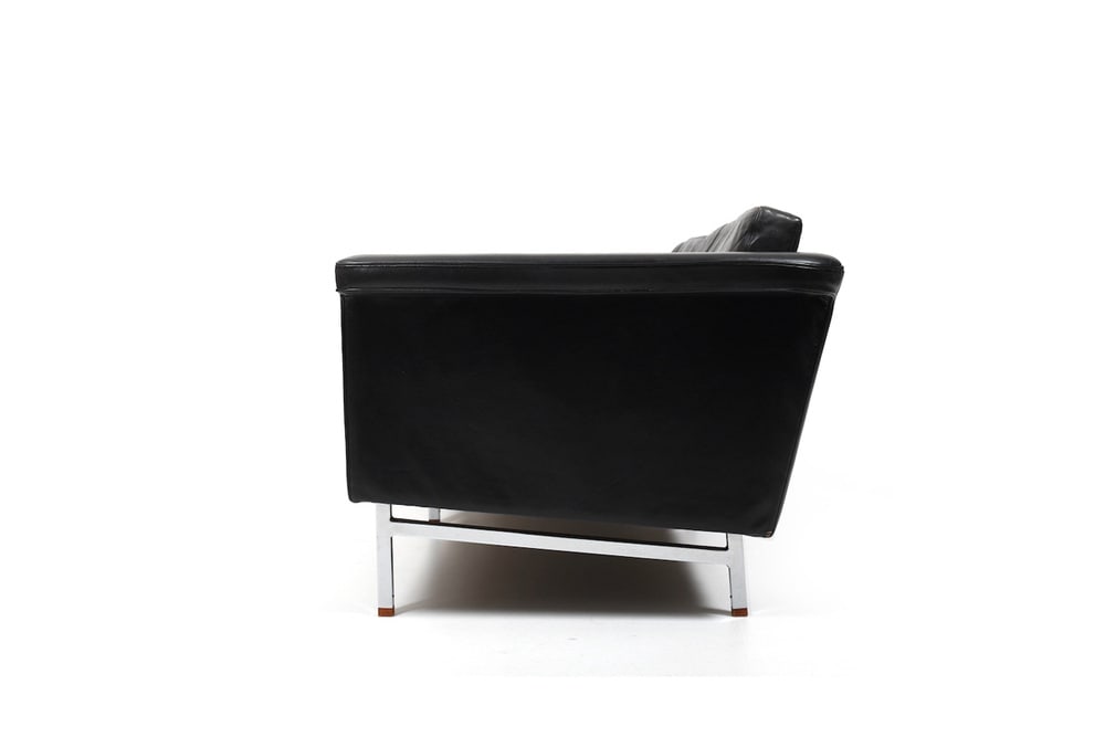 Large Danish Leather, Chrome and Teak Sofa, 1965 - 17
