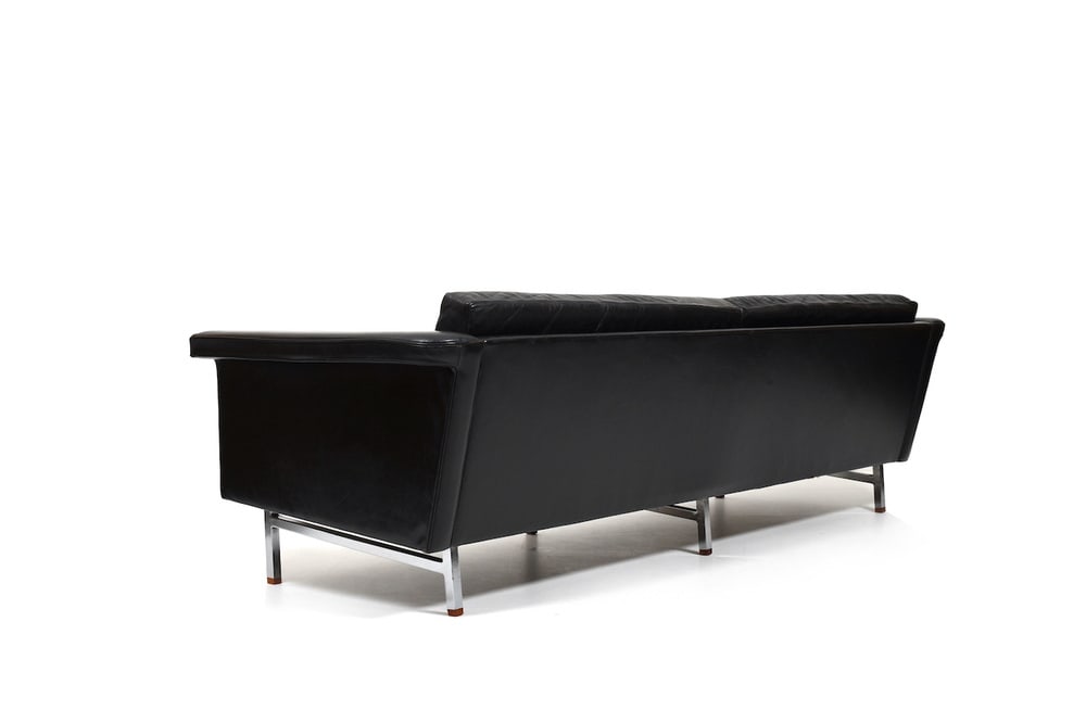Large Danish Leather, Chrome and Teak Sofa, 1965 - 20