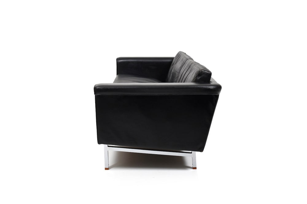 Large Danish Leather, Chrome and Teak Sofa, 1965 - 3