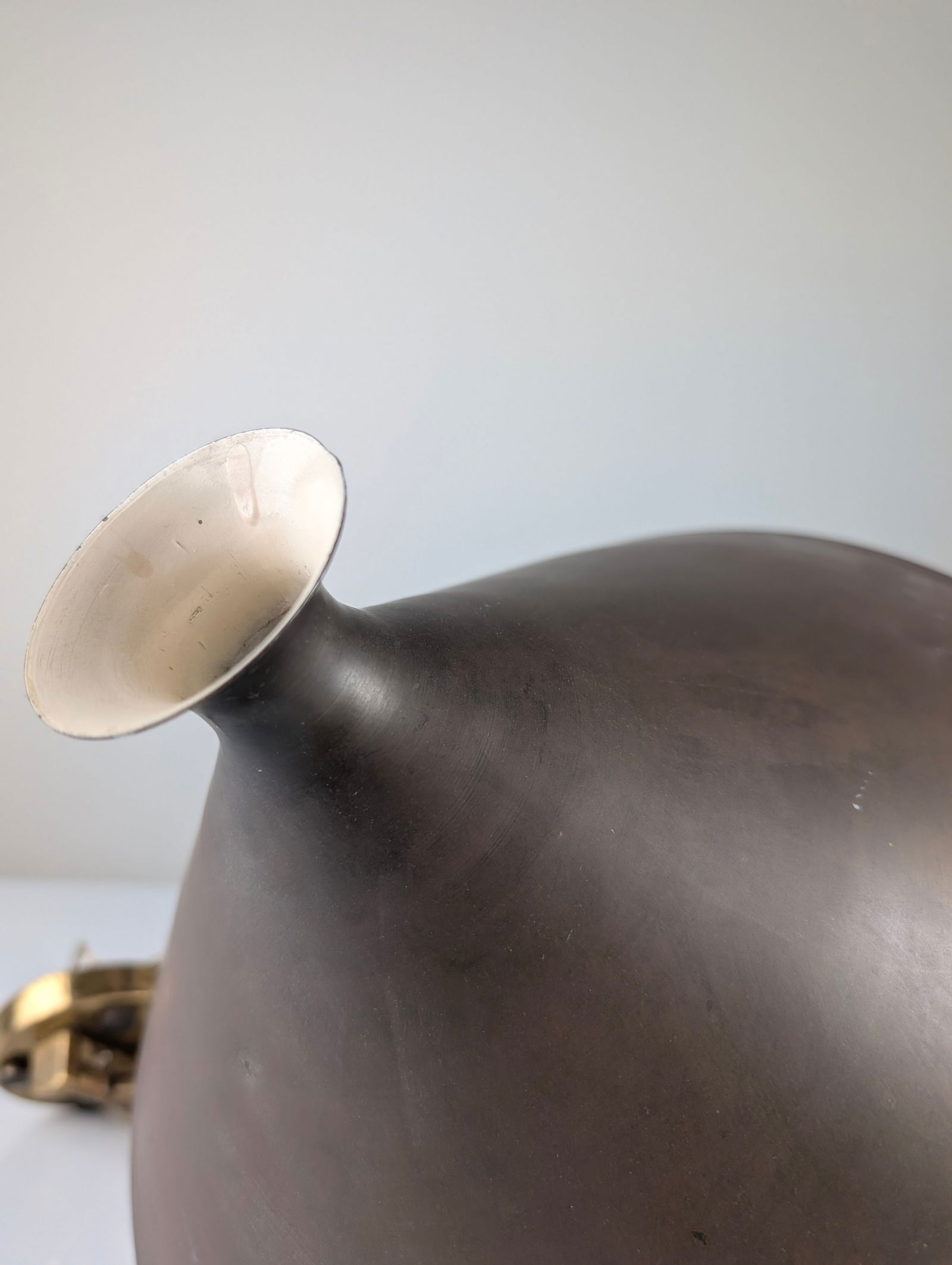 Brass and Wood Wall Sconce with Black Shade, 1950s - 3