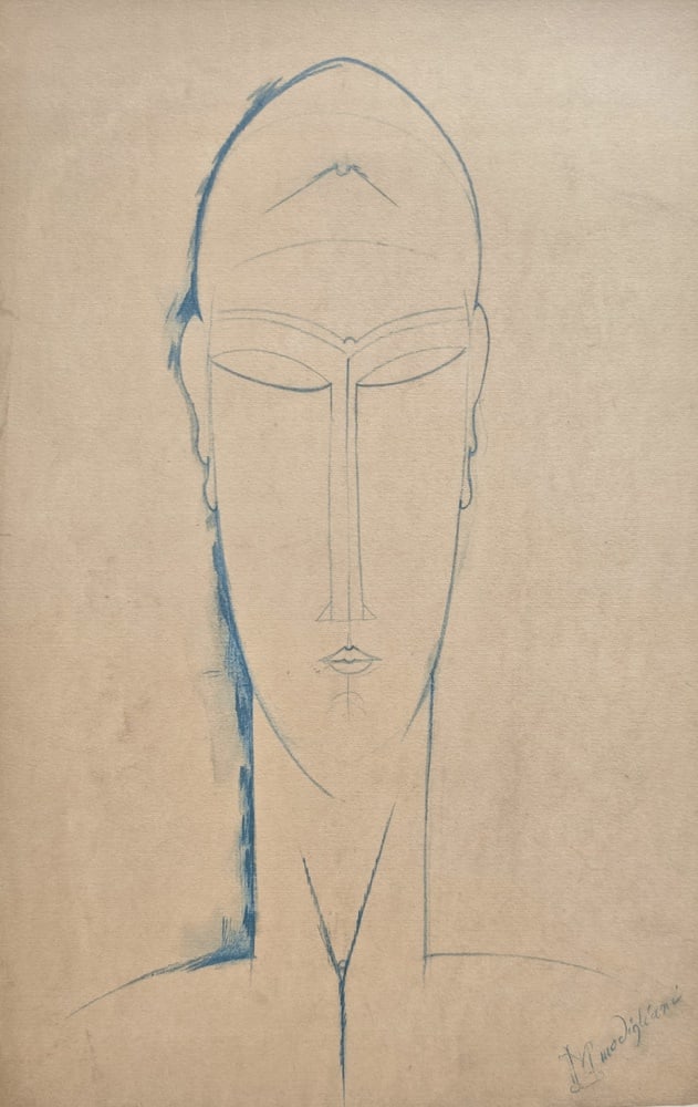 A. Modigliani, Testa di Cariatide, Lithograph: Amedeo Modigliani (1884-1920)Testa di Cariatide / Caryatid HeadLithograph on paperPaper especially produced for this edition by Cartiera Milani, Fabriano, ItalyYear of ideation: 1910Year of printing: