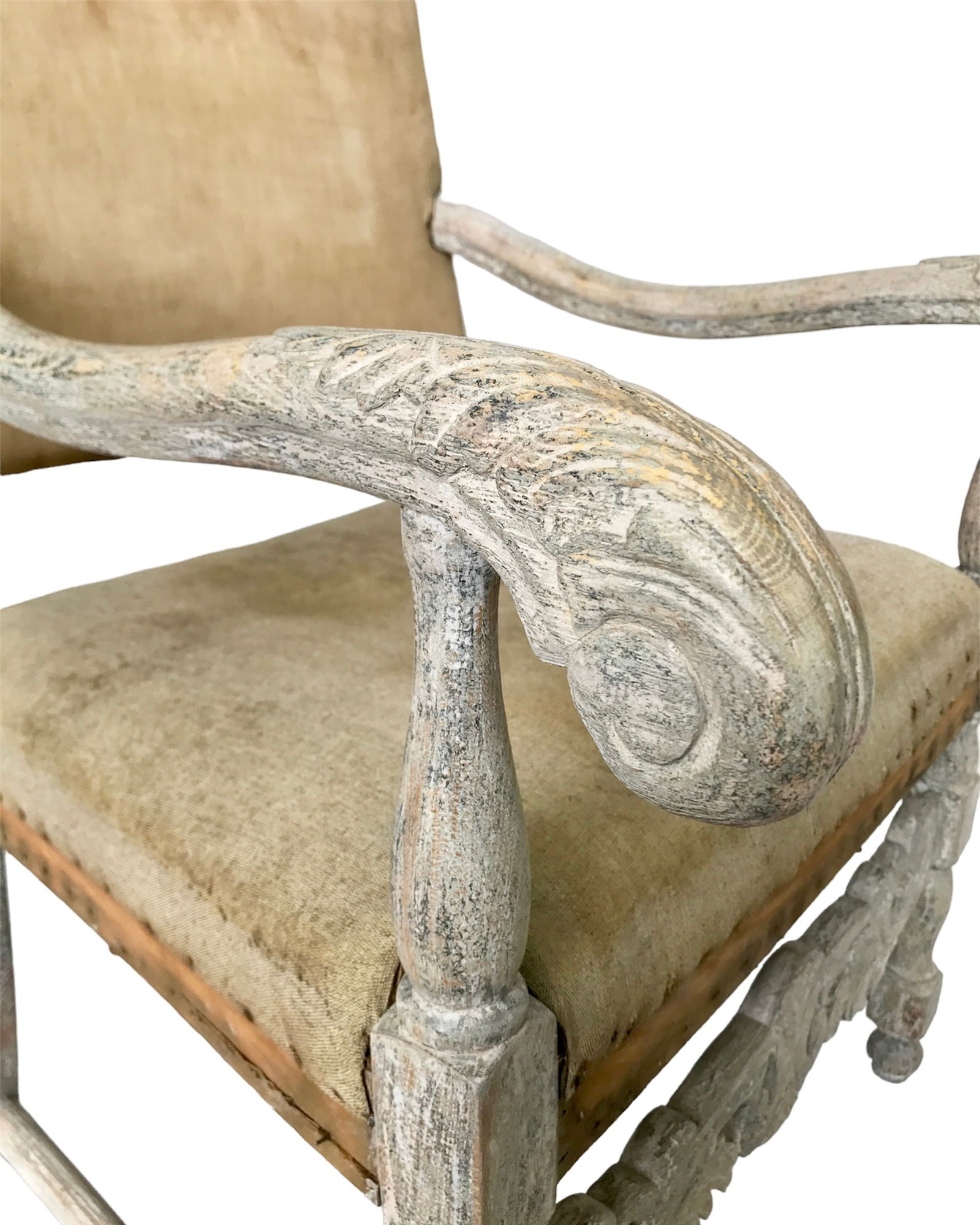 Antique Baroque Armchair in White - 3