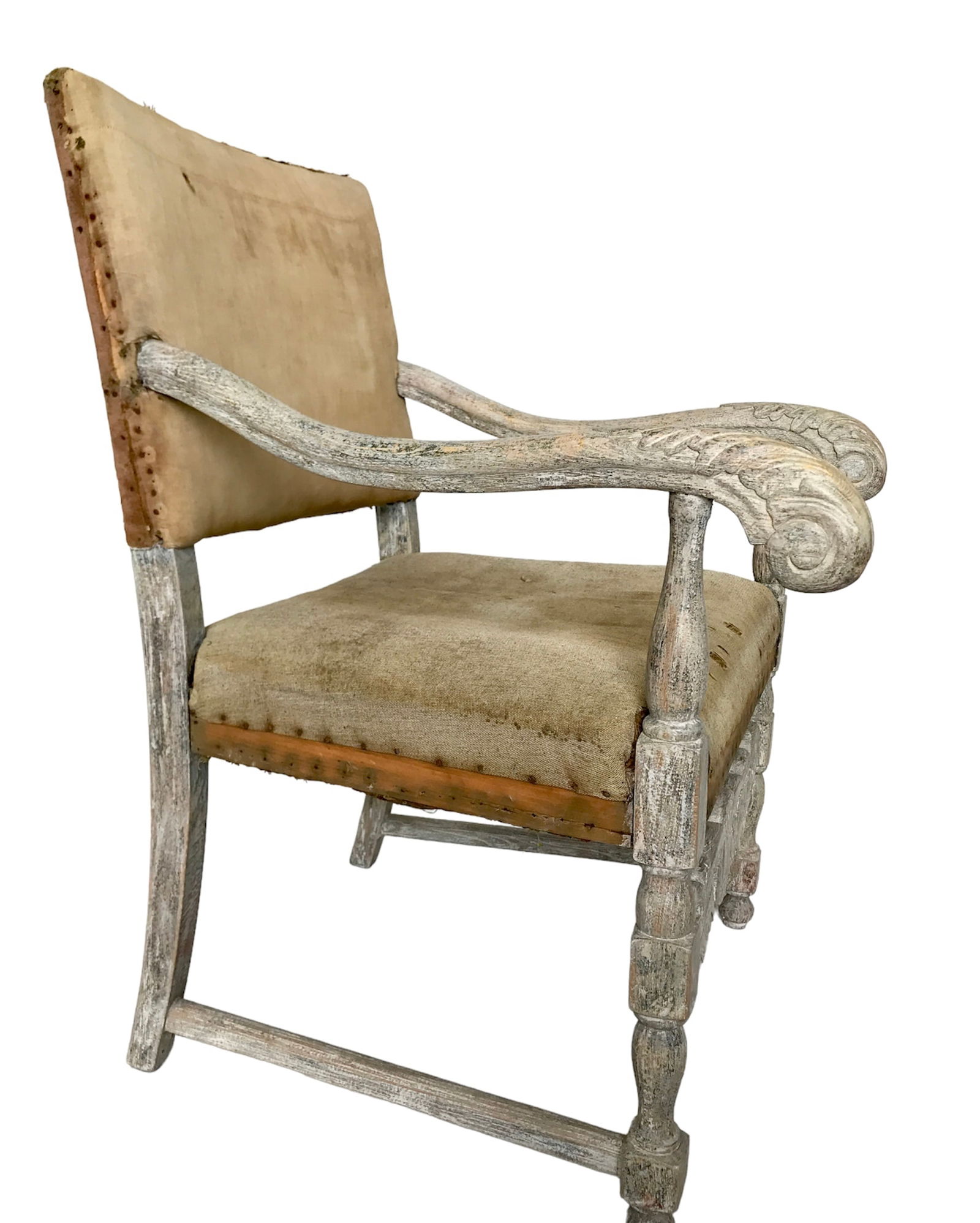 Antique Baroque Armchair in White - 4