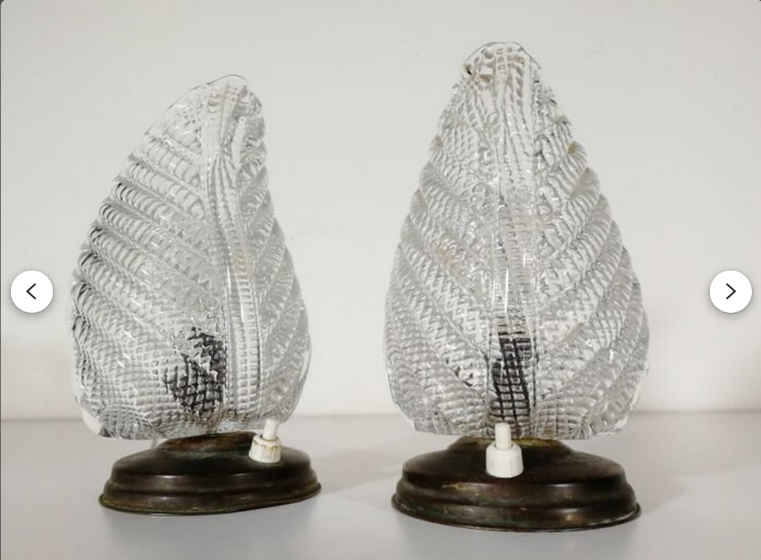 Art Deco Murano Glass Lamps, 1950s, Set of 2 - 3