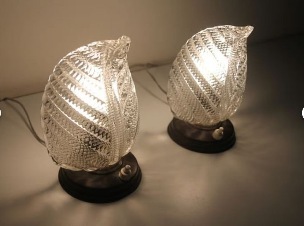 Art Deco Murano Glass Lamps, 1950s, Set of 2 - 8