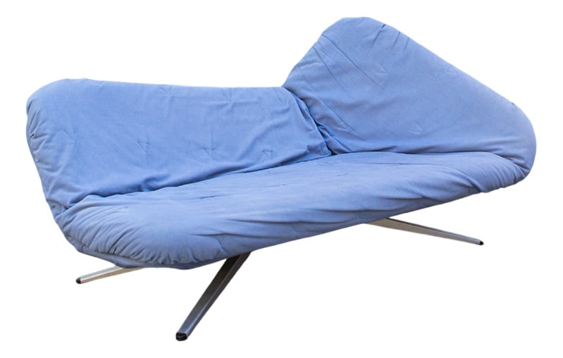 Ribalta Sofa by Fabrizio Ballardini for Arflex: Three-seater sofa bed with fabric-covered padding and aluminum legs.Model RibaltaDesigner Fabrizio Ballardini and Fulvio ForbiciniManufacturer ArflexYear 1988Sofa cm 95x185x90Bed cm 195x105x40 Country