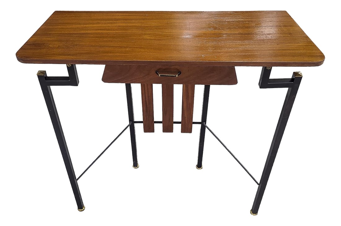 Iron Console Table with Brass Details, 1960s (1 of 20)