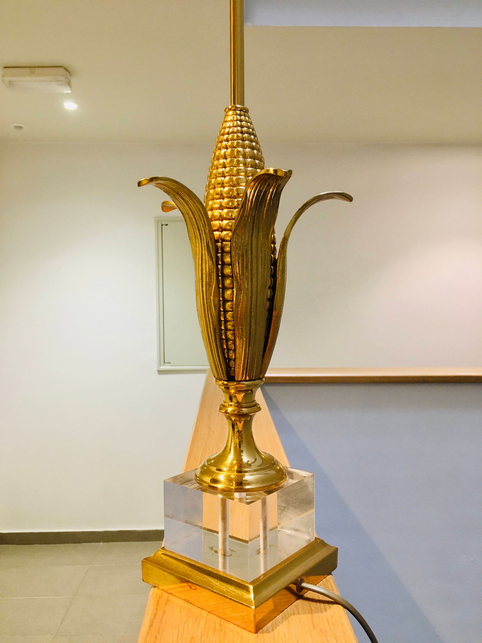 Brass Corn Lamp attributed Maison Charles, 1960s - 4