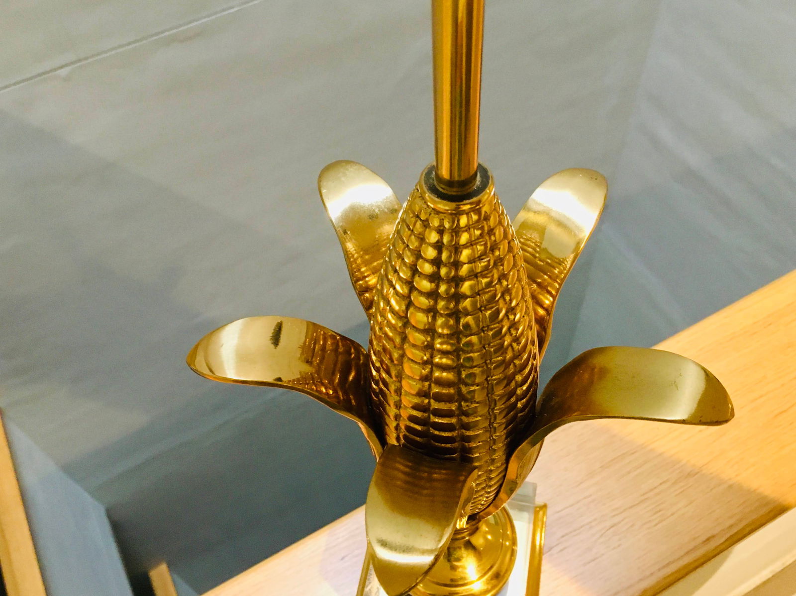 Brass Corn Lamp attributed Maison Charles, 1960s - 8