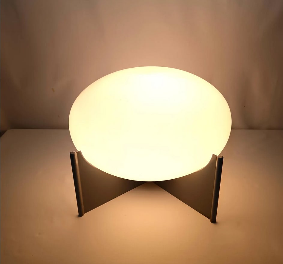 German Table Lamp with Opaline Glass Shade, 1980s - 3