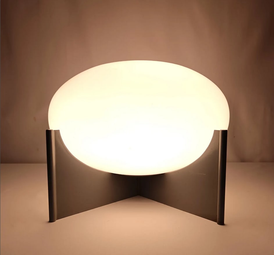 German Table Lamp with Opaline Glass Shade, 1980s - 8