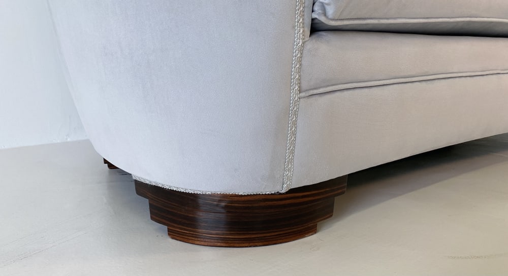 Art Deco Velvet and Macassar Sofa, 1950s - 10