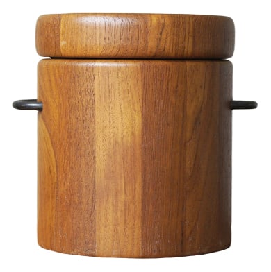 Mid-Century Teak Ice Bucket from Digsmed, 1960s: Ice bucket made of teak.Made in the 60s by Digsmed, Denmark. The ice bucket has an original plastic insert. Two side metal handles for carrying.Digsmed Design was a Danish design company that designed