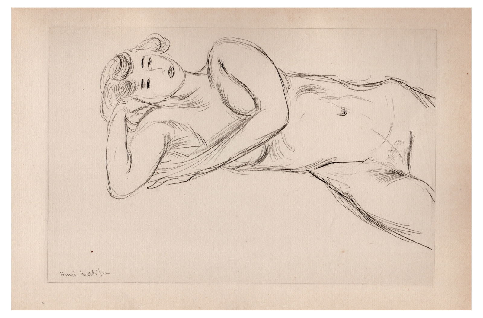 Henri Matisse, Lying Nude Girl, 1920, Lithograph: Henri MatisseLying Nude GirlLithograph on paperYear of conception: 1910sYear of execution: 1920Overall size: 213 x 305 mmSigned on the plateLimited edition, this one being number 114 (numbered on