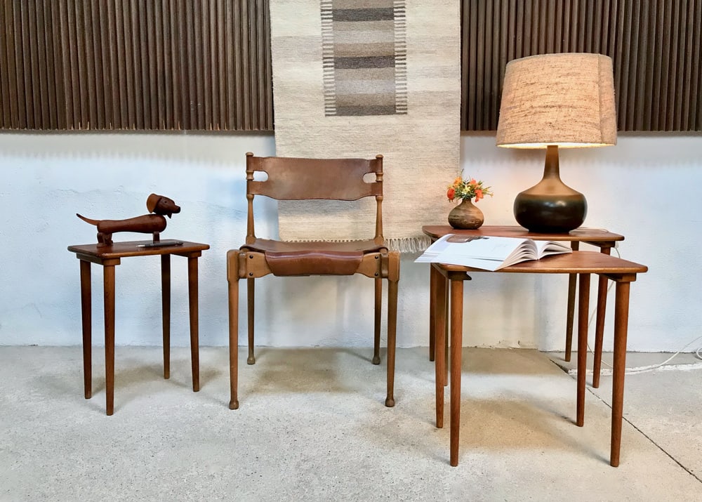 Boat-Shaped Teak Nesting Side Tables, Set of 3 - 18