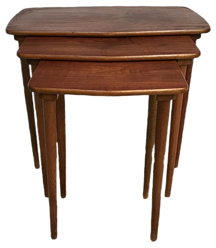 Boat-Shaped Teak Nesting Side Tables, Set of 3 (1 of 20)