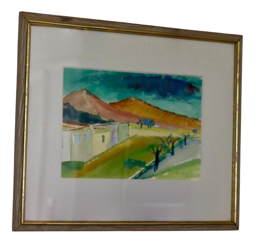 Jonne Bergström, Street, 1952, Watercolor, Framed: Swedish Mid-Century Original Watercolour Painting "Street" by Jonne Bergström 1952--Vintage & FramedA beautiful watercolour of vibrant street scene, signed by artist. Framed and