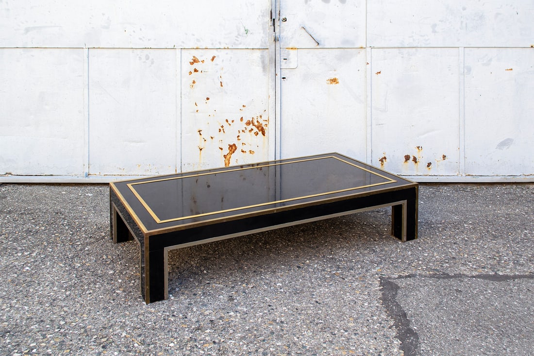Low Laminate, Brass & Nickel-Plated Table, 1970s - 2