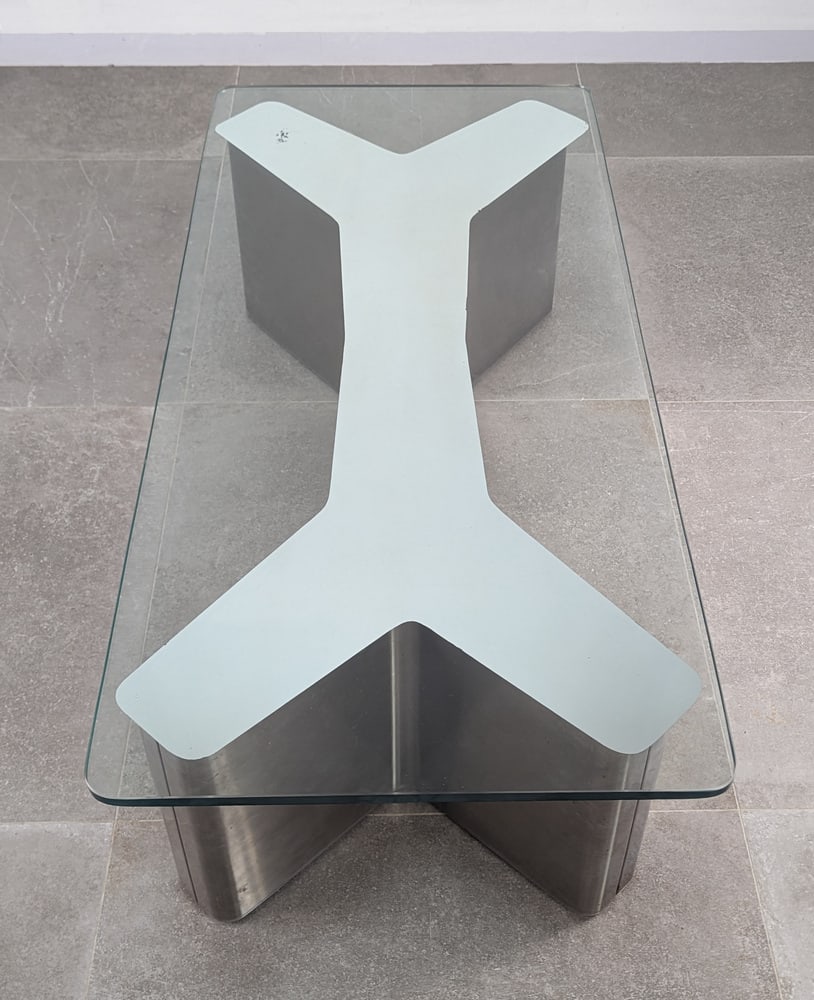 Stainless Steel Ypsilon Coffee Table, 1970s - 4