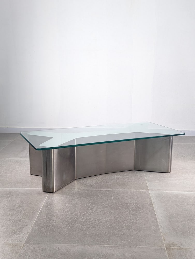 Stainless Steel Ypsilon Coffee Table, 1970s - 5