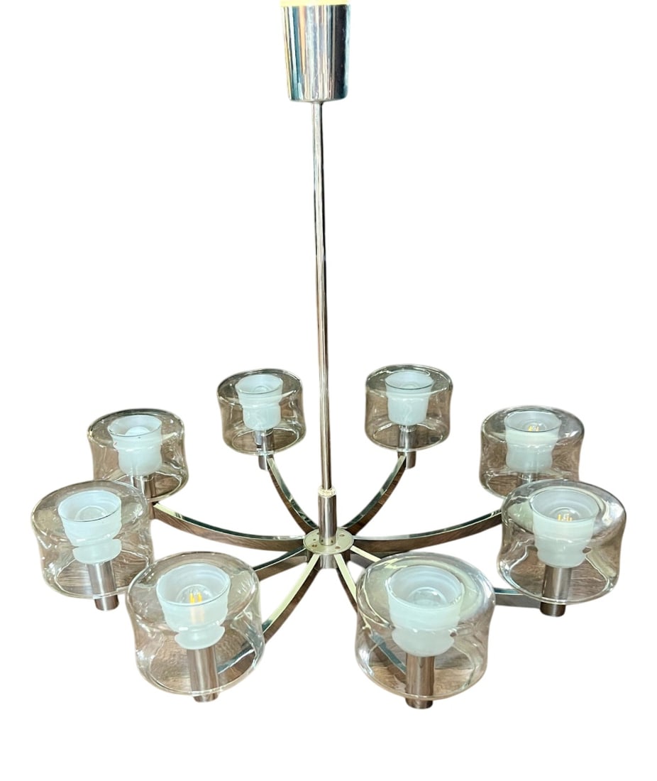 Sputnik Chandelier attributed to Kaiser Idell, 1970s: Space Age Sputnik Chandelier attributed to Kaiser Idell, 1970s Country of Manufacture: Germany Design Period: 1970 to 1979 Production Period: 1970 to 1979 Detailed Condition: Excellent — This