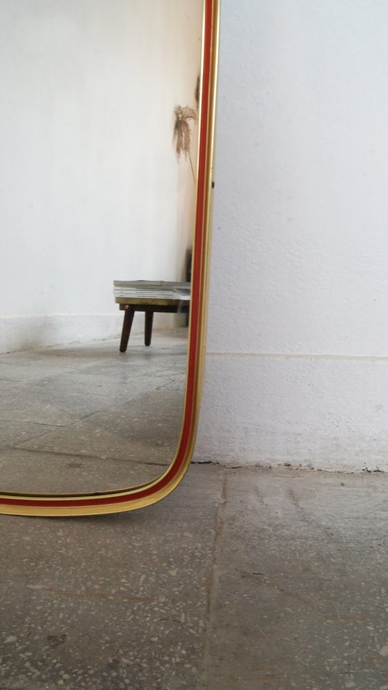 Mid-Century Gold and Red Mirror, 1960s - 15