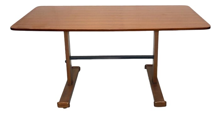 Mid-Century Dining Table by Gianfranco Frattini: Mid century dining table attributed to Gianfranco Frattini. We found it on a very classic midcentury penthouse in Milan completely furnished by Gianfranco Frattini with his furnitures. Solid teak wood