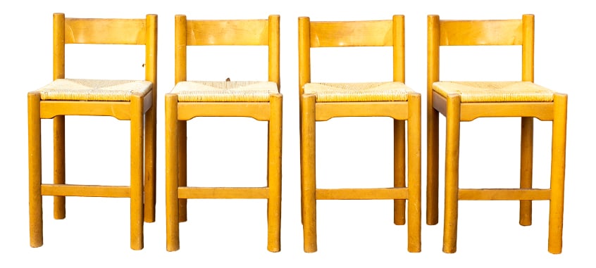 Straw Stools by Charlotte Perriand, 1970, Set of 4 (1 of 13)