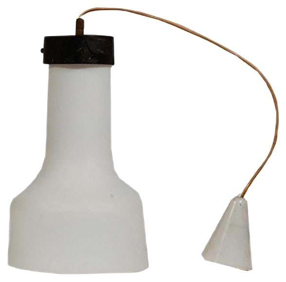 Satin White Glass Ceiling Lamp, Italy, 1960 (1 of 5)