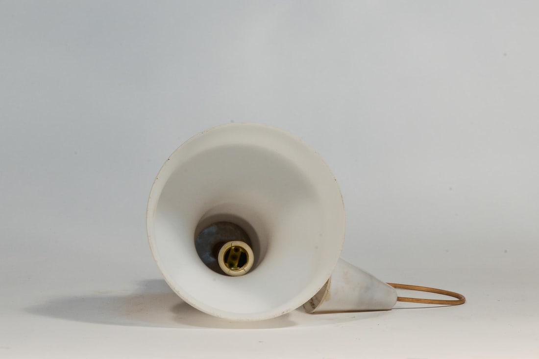 Satin White Glass Ceiling Lamp, Italy, 1960 - 3