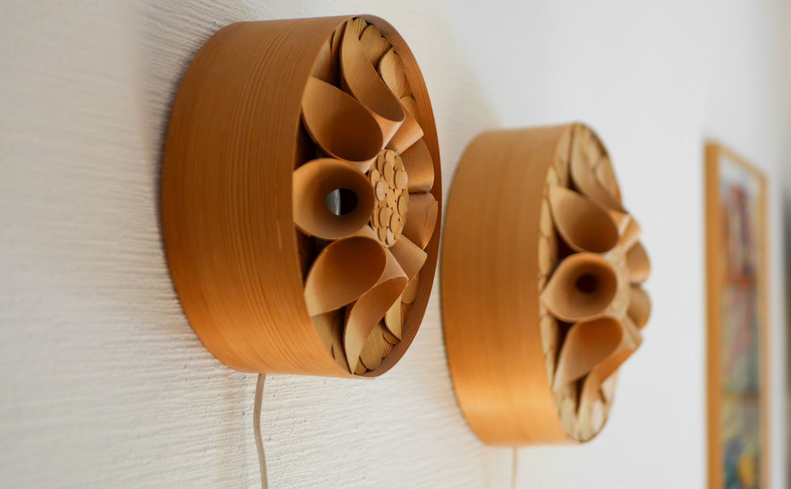 Swedish Handmade Wooden Sconces, Set of 2 - 3