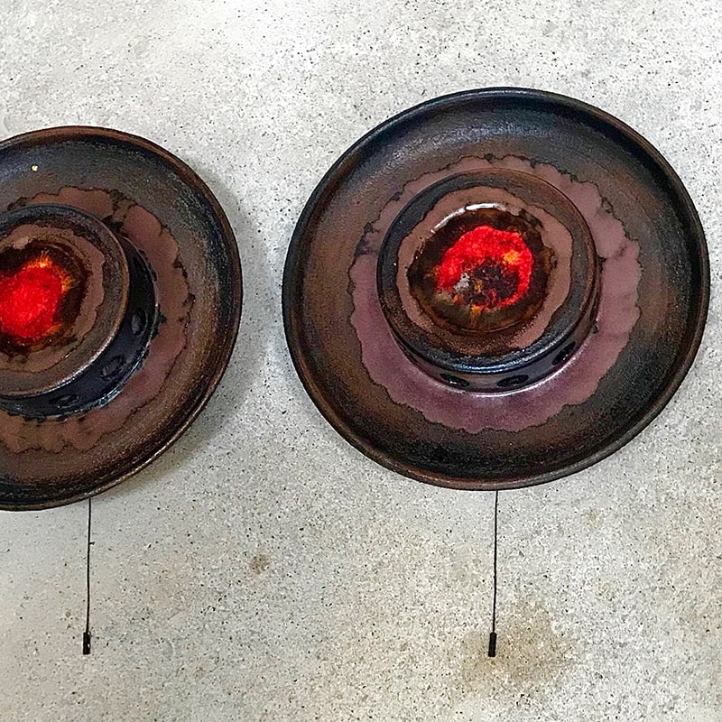 Large Scandinavian Ceramic Wall Lights, 1960s, Set of 2 - 3