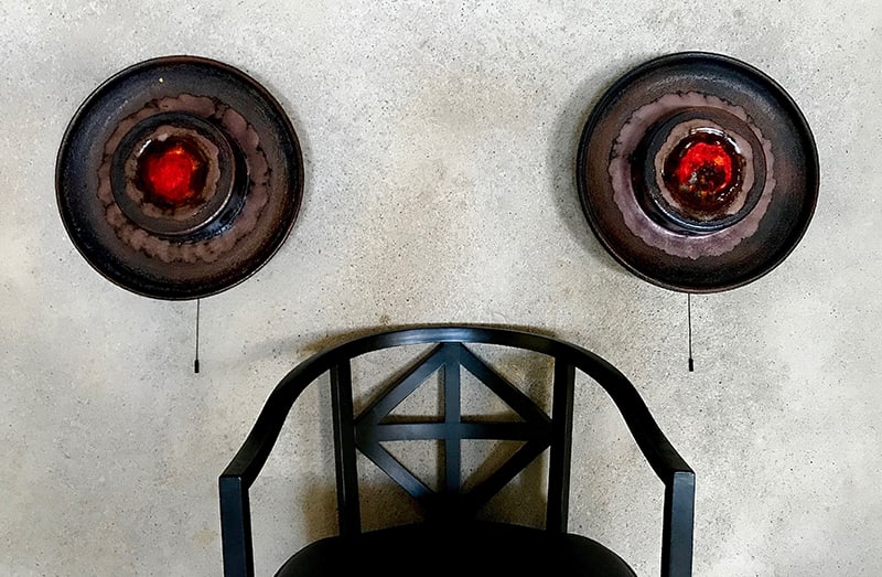 Large Scandinavian Ceramic Wall Lights, 1960s, Set of 2 - 4