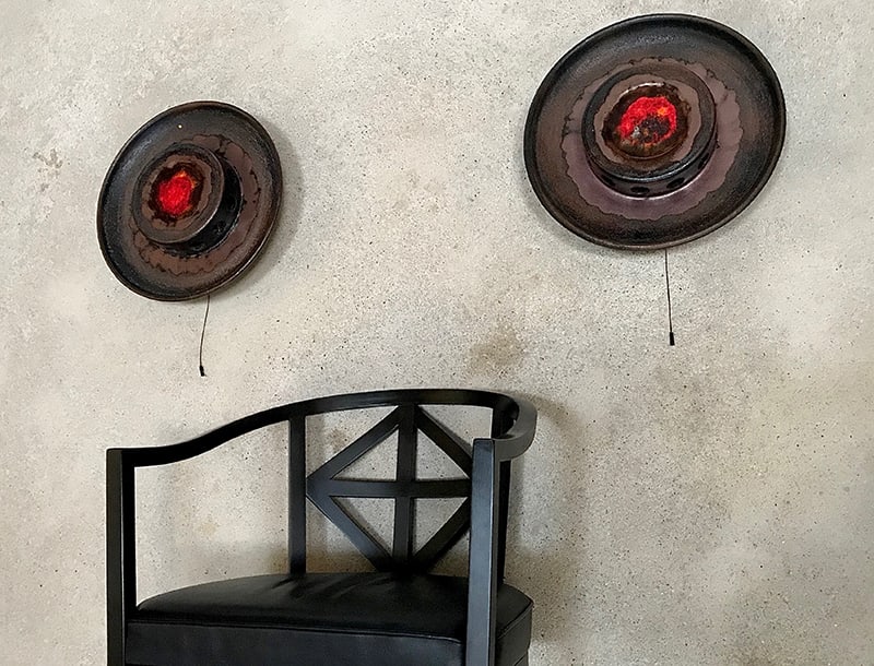 Large Scandinavian Ceramic Wall Lights, 1960s, Set of 2 - 5