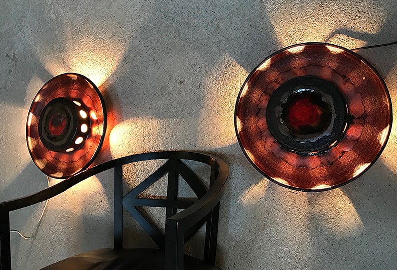 Large Scandinavian Ceramic Wall Lights, 1960s, Set of 2 - 6