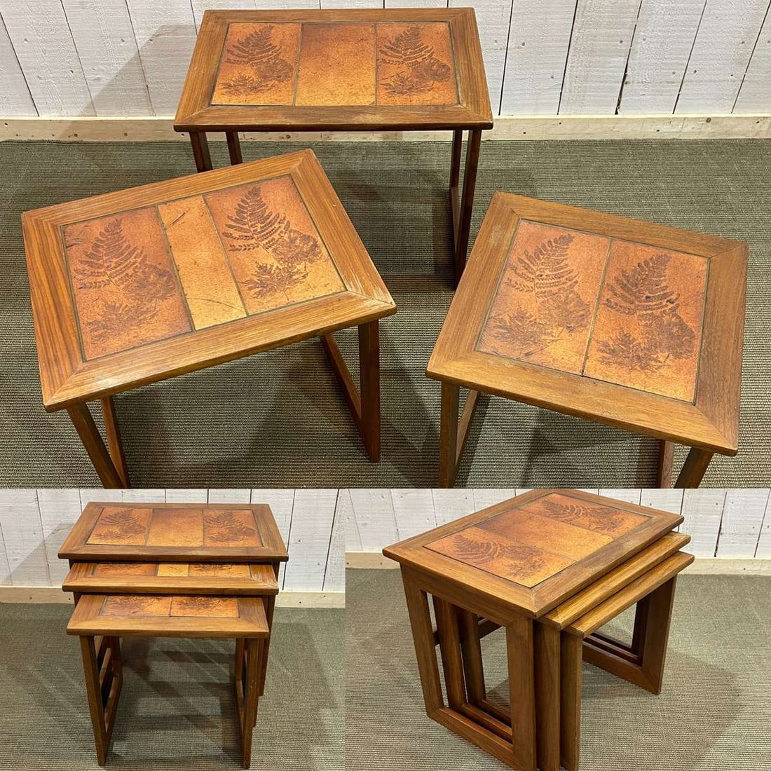 Teak & Tiled Top Nesting Tables, 1970s, Set of 3 - 7