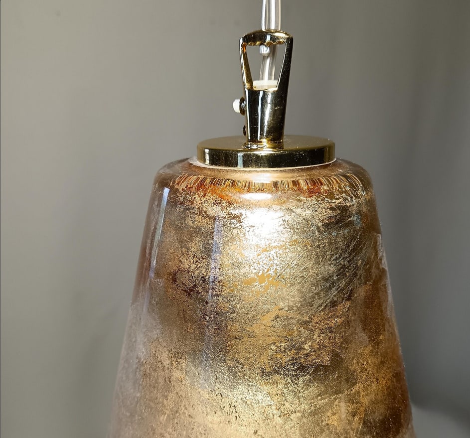 Vintage Pendant Light in Murano Gold Glass, 1990s - 10