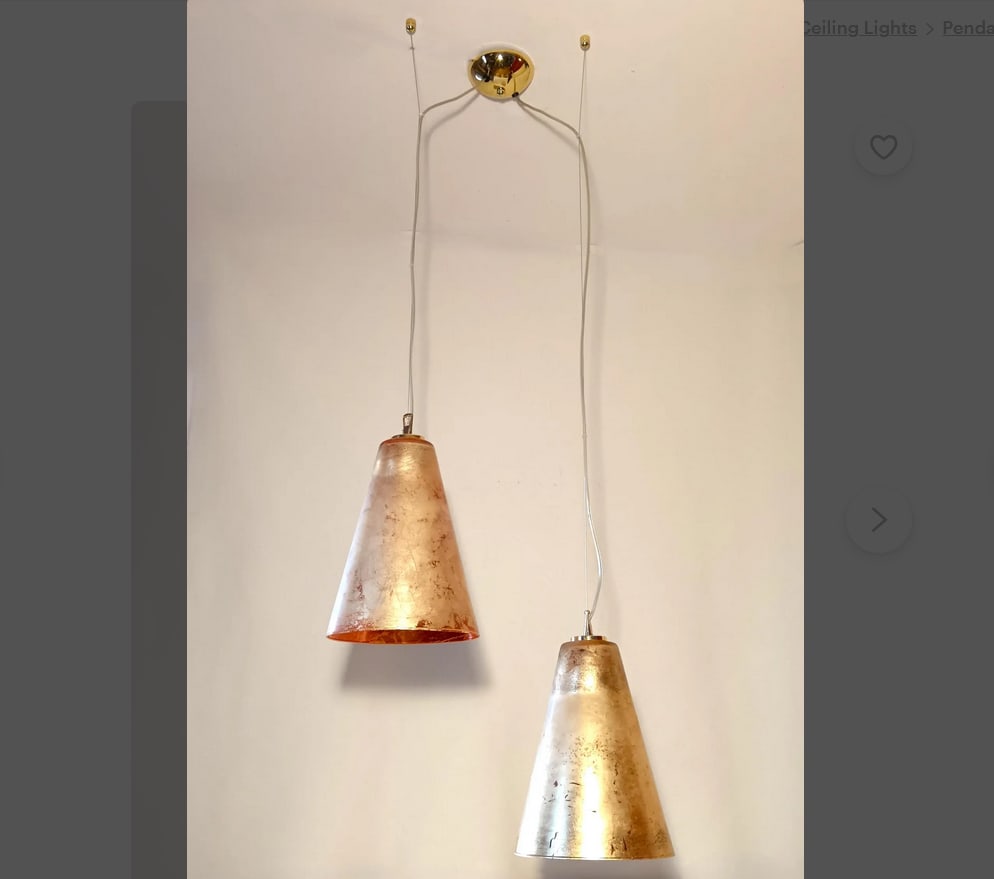 Vintage Pendant Light in Murano Gold Glass, 1990s - 11