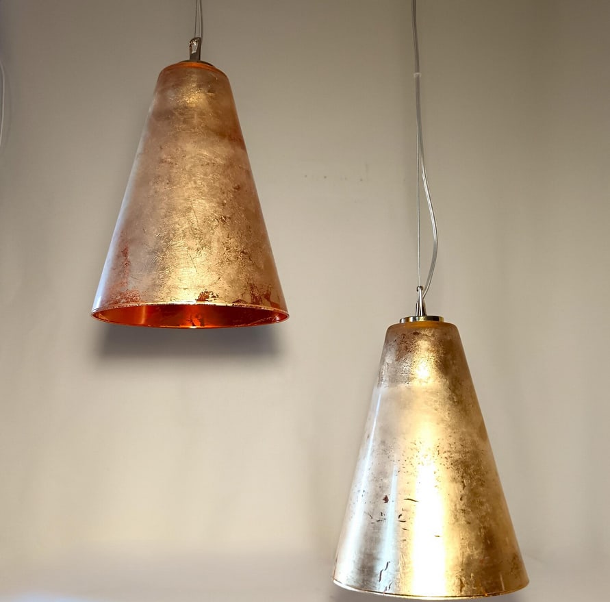 Vintage Pendant Light in Murano Gold Glass, 1990s - 5